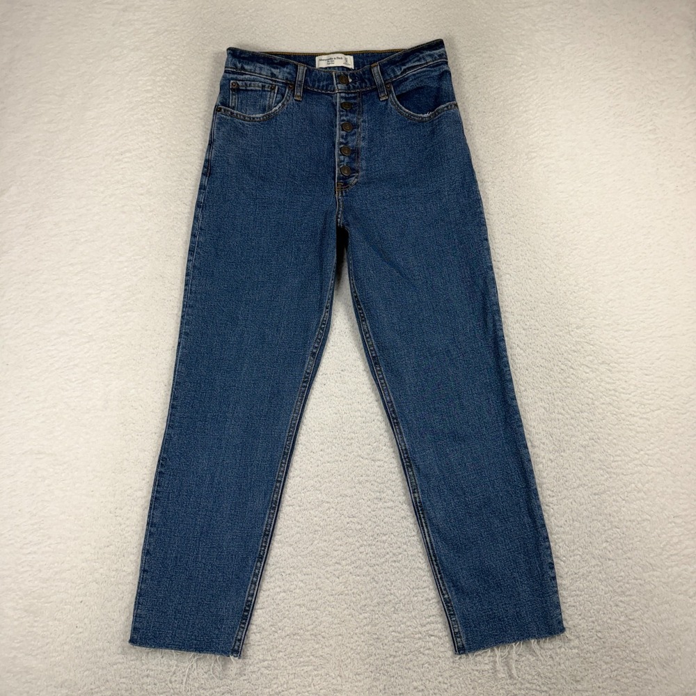 Abercrombie & Fitch The Mom High Rise Denim Jeans Women 27/4r (28x25) Med Wash